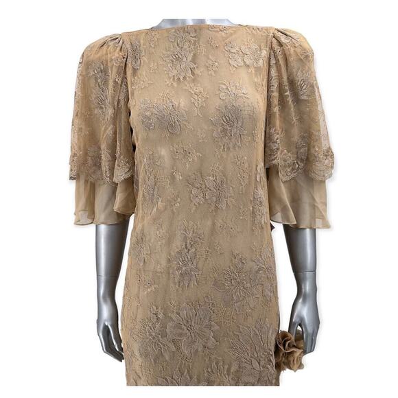 Vintage Digna Yero Floral Lace Silk Formal Dress - Picture 4 of 7